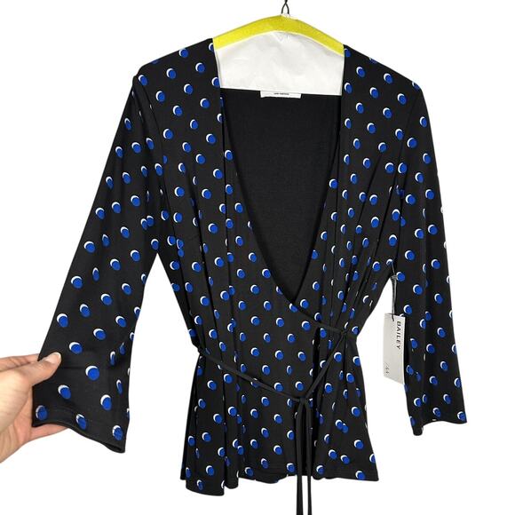 NWT Bailey 44 Wrapture Polka-Dot Print Wrap Blouse Women's Large - Picture 2 of 8